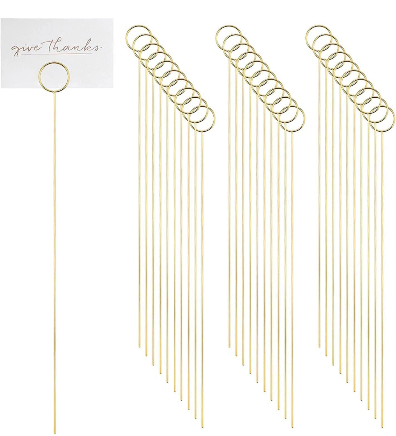 14" Gold Round  Card Holder Pick - 30 Pieces - forever roses store 