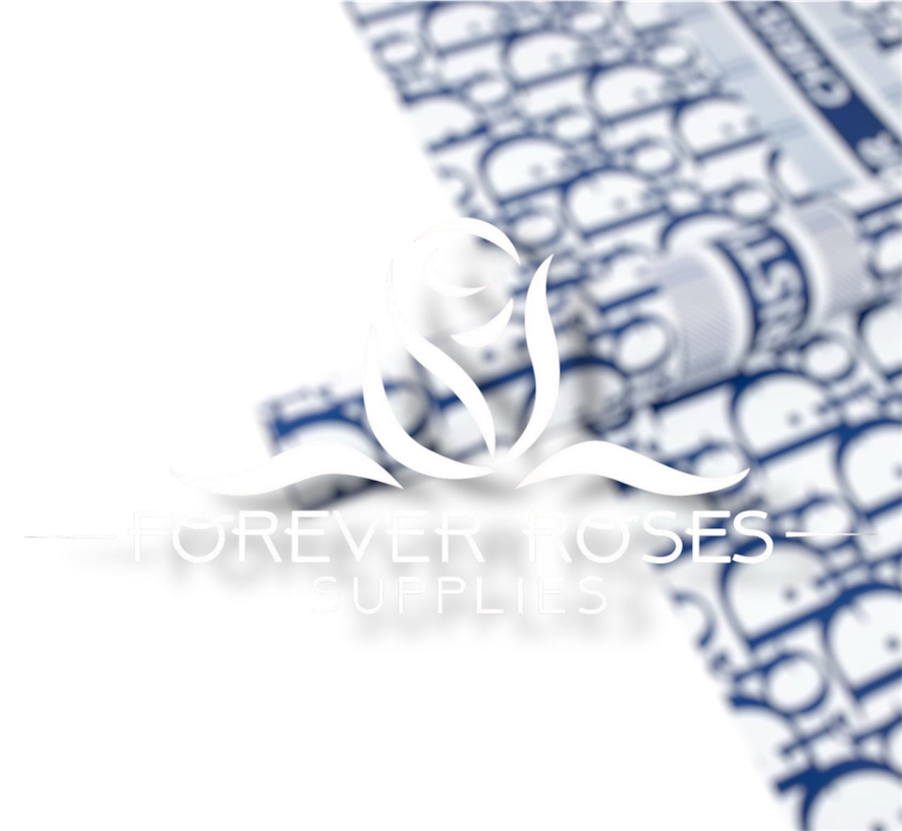 Dio Luxury Brand Flower Wrapping Paper - Blue