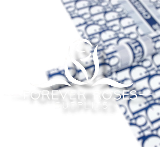 Dio Luxury Brand Flower Wrapping Paper - Blue