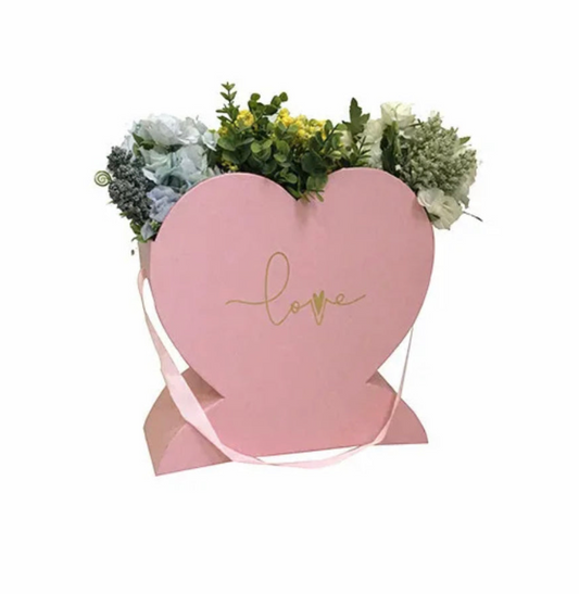 Heart Top Open Flower Box - Pink