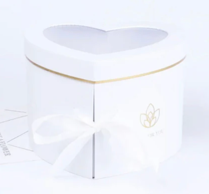 Heart Triple Layer Floral Box - White