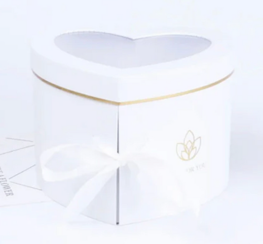 Heart Triple Layer Floral Box - White