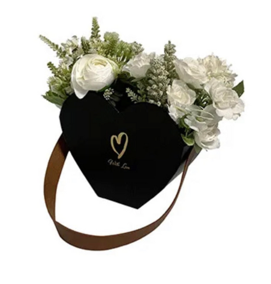 Mini Floral Purse with Strap - Black