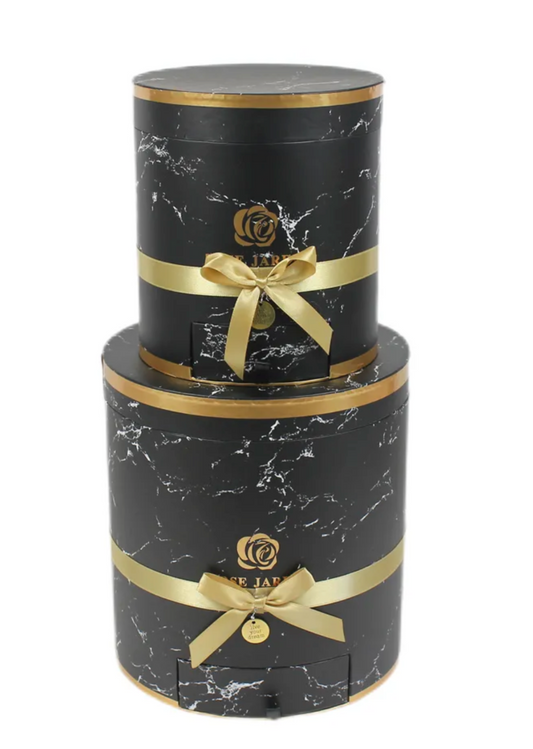 Round 2 Pcs Set Drawer Box - Marble Black