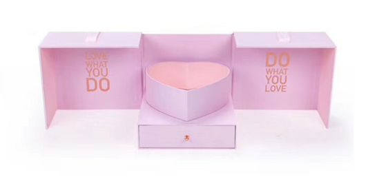 Square Surprise Heart Floral Box - Pink
