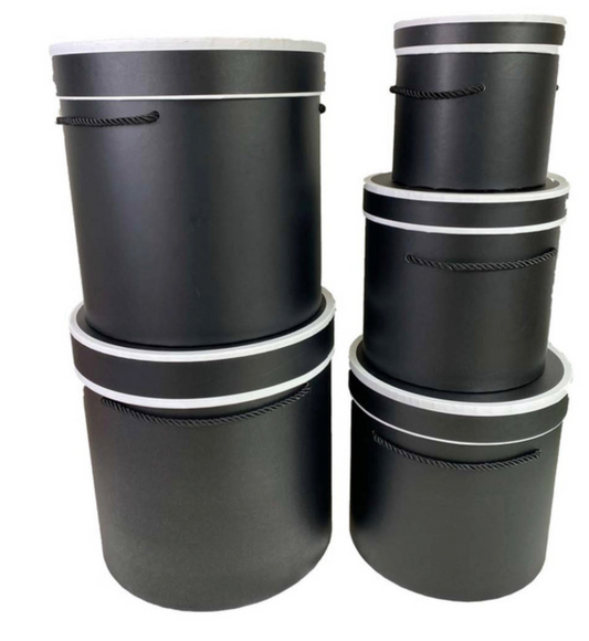 Tall Cylinder Floral Box - Black