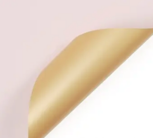 Bicolor Metallic Flower Wrapping Paper - Light Pink & Gold