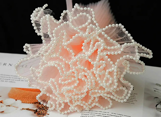 Pearls Edges Wrapping Mesh - Pink
