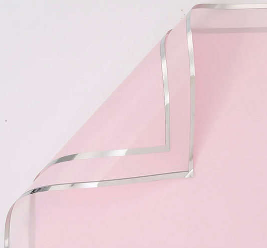 Silver Edges  Flower Wrapping Paper - Pink