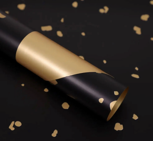 Sprinkle Gold Flower Wrapping Paper - Black