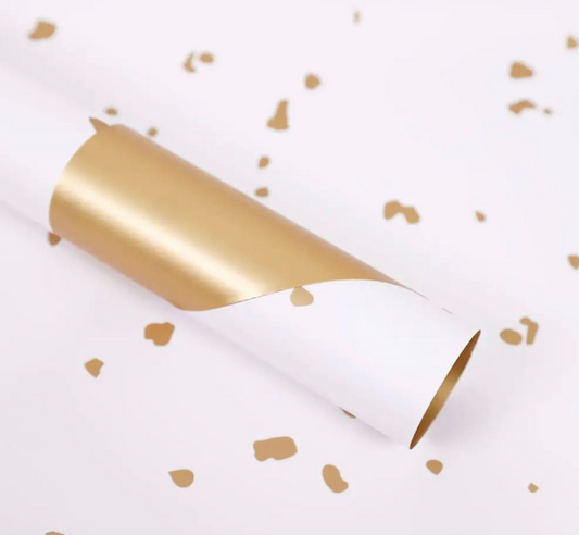 Sprinkle Gold Flower Wrapping Paper - White