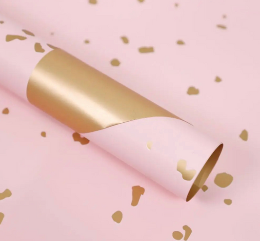 Sprinkle Gold Flower Wrapping Paper - Pink