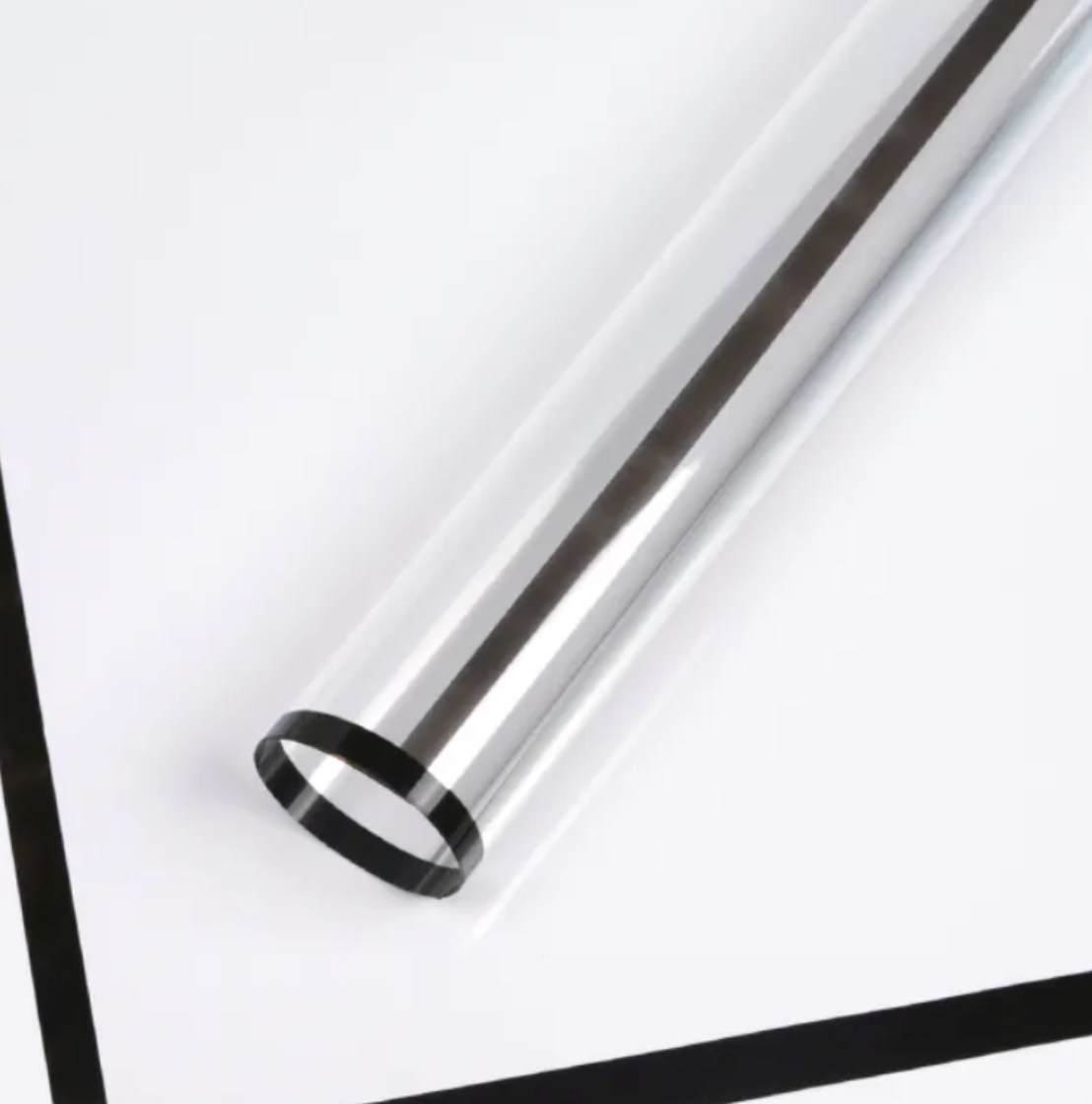 Transparent With Color Edges Flower Wrapping Paper - Black