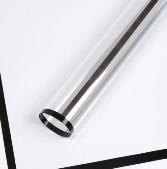 Transparent With Color Edges Flower Wrapping Paper - Black