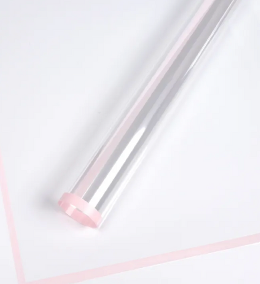 Transparent With Color Edges Flower Wrapping Paper - Pink