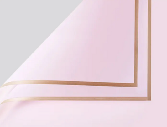 Gold Edge Flower Wrapping Paper - Pink