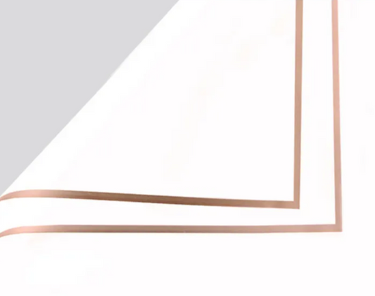 Gold Edge Flower Wrapping Paper - White