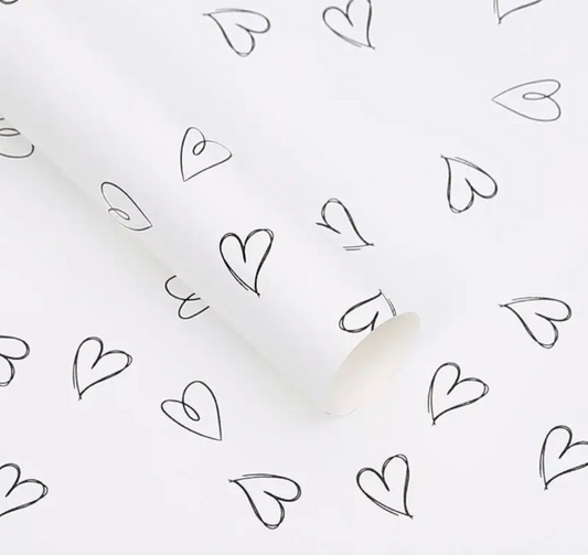Heart Flower Wrapping Paper - White