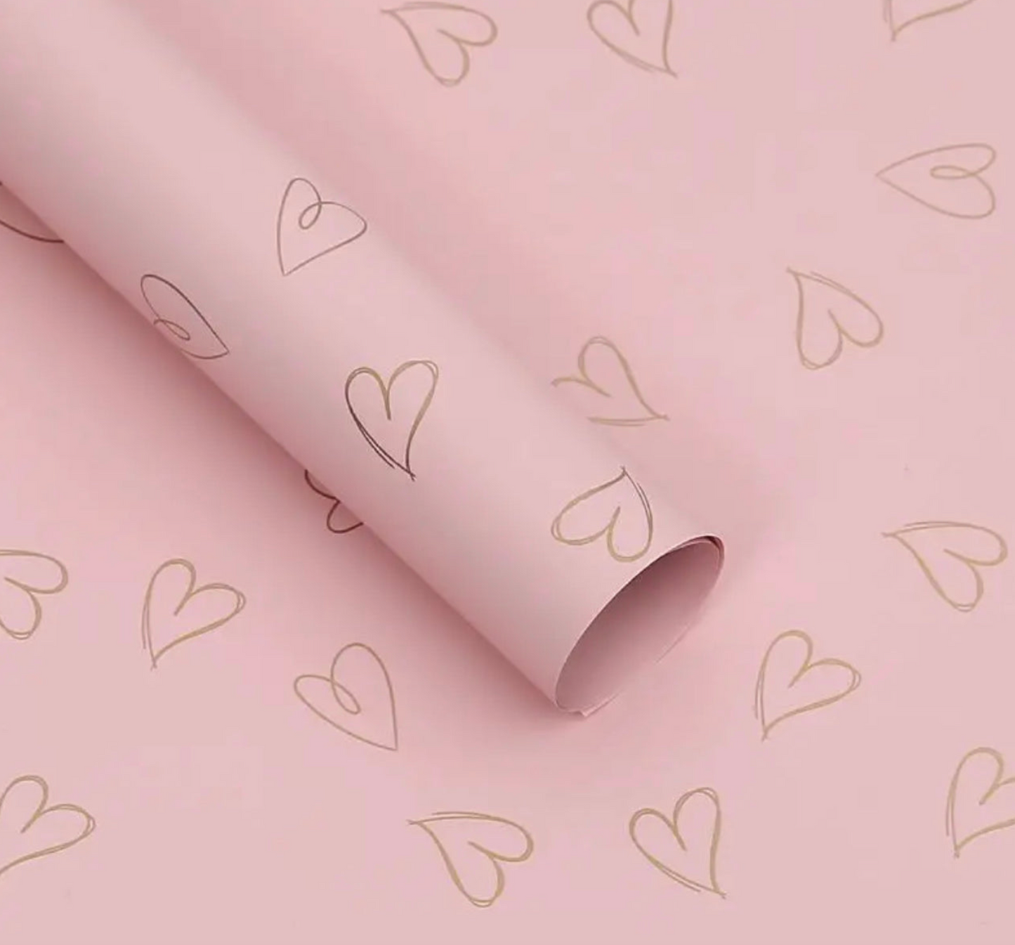 Heart Flower Wrapping Paper - Pink