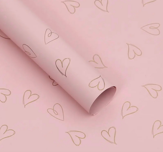 Heart Flower Wrapping Paper - Pink