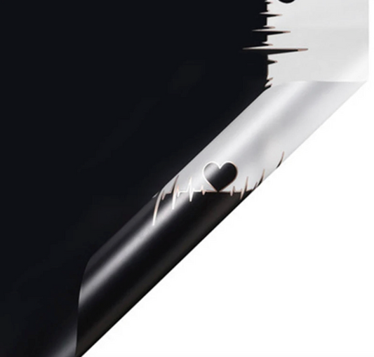 Heart Rate Flower Wrapping Paper - Black