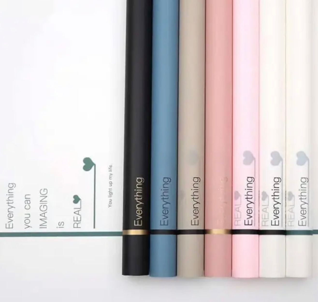 Everything You Can Imaging Is Real Flower Wrapping Paper - Black