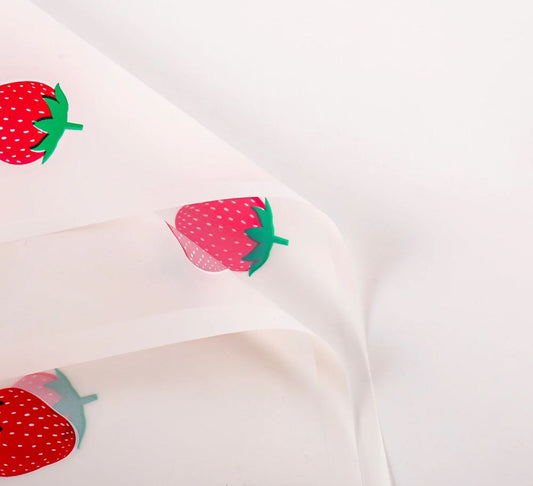 Strawberry's Flower Wrapping Paper - White