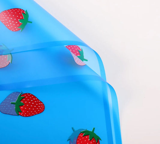 Strawberry's Flower Wrapping Paper - Blue