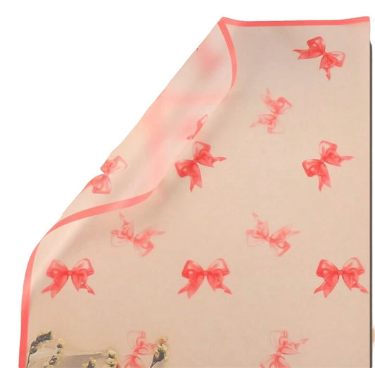Bow's Flower Wrapping Paper - Clear & Pink Edges
