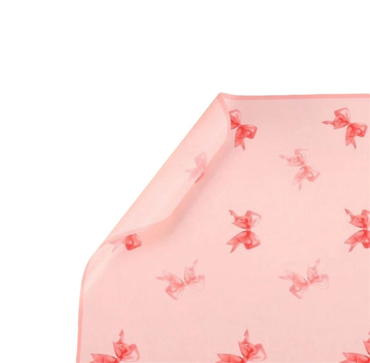 Bow's Flower Wrapping Paper - Pink & Pink Edges
