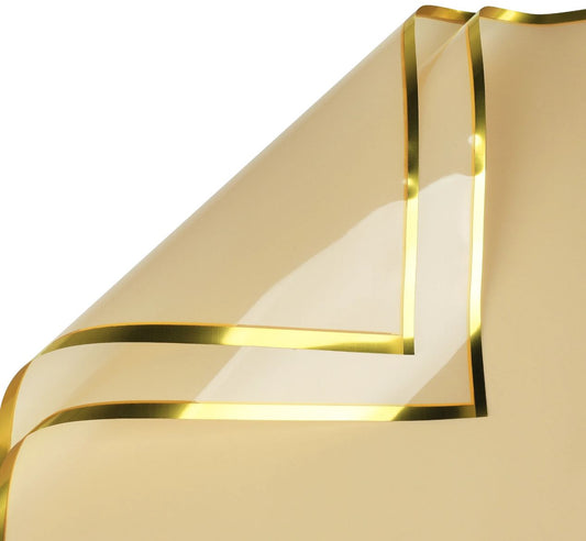 Shiny Gold Edge Flower Wrapping Paper - Light brown