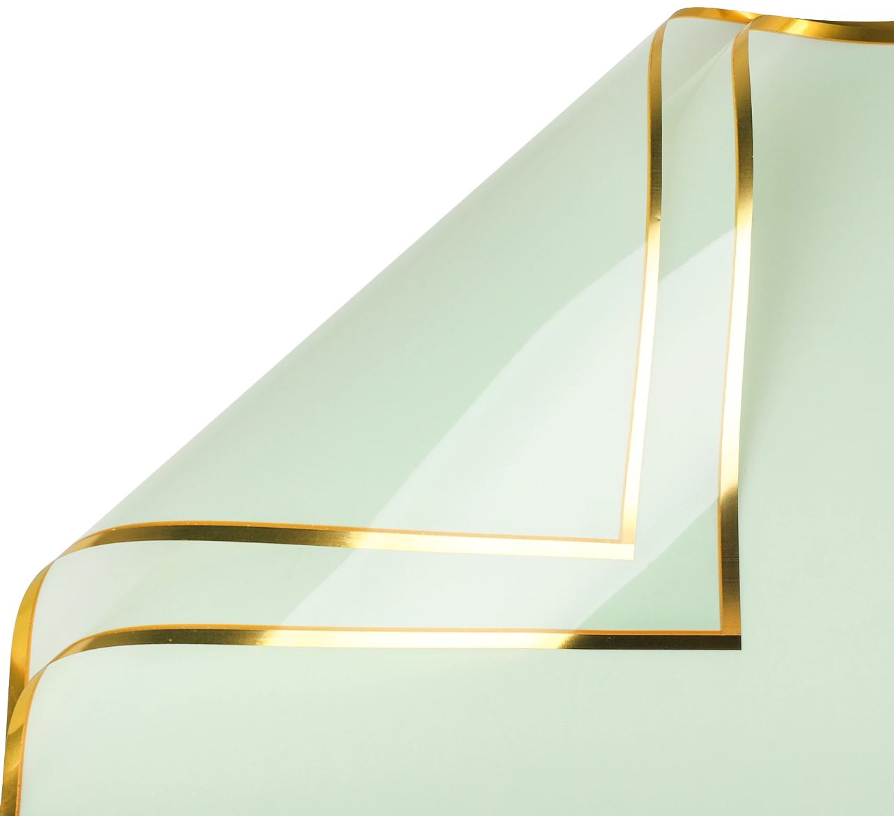 Shiny Gold Edge Flower Wrapping Paper - Light Green