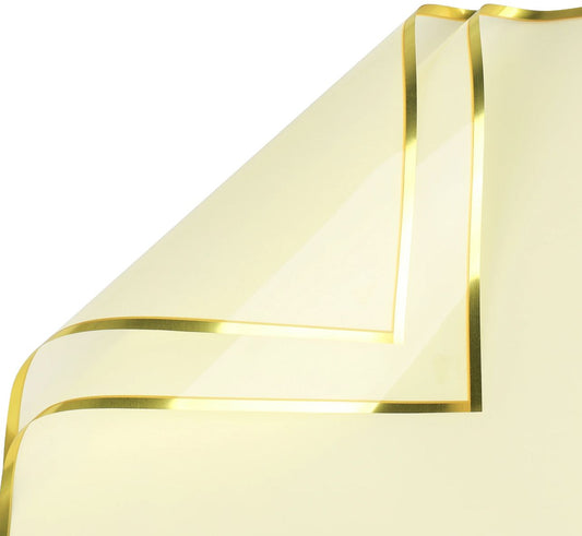 Shiny Gold Edge Flower Wrapping Paper - Light Yellow