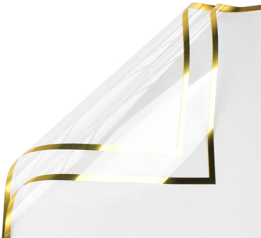 Shiny Gold Edge Flower Wrapping Paper - Transparent