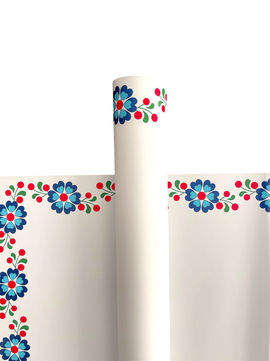Mexican Style Flower Wrapping Paper - White