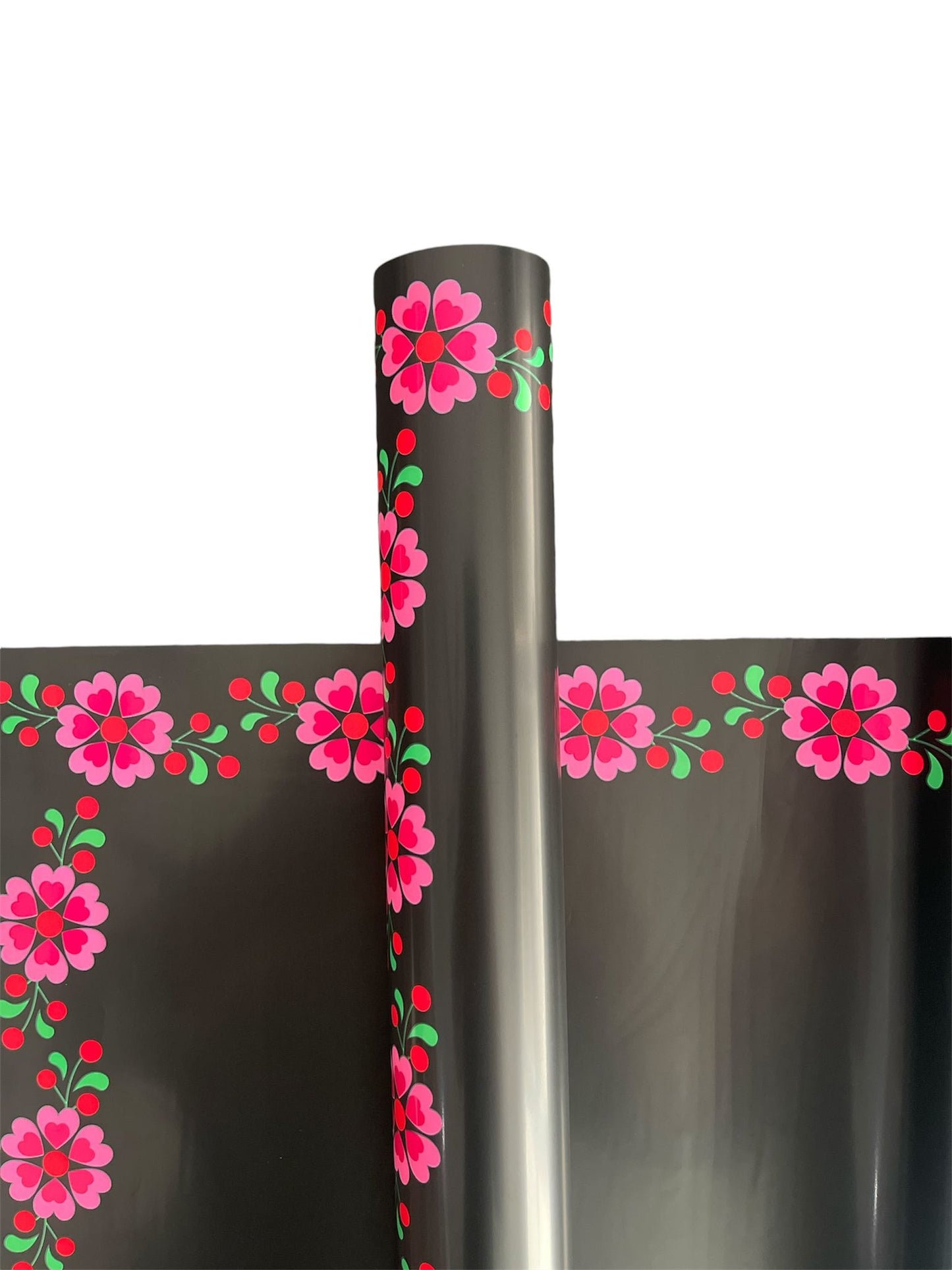 Mexican Style Flower Wrapping Paper - Black