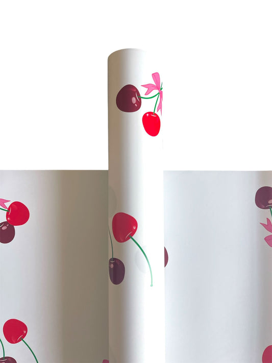 Cherry Flower Wrapping Paper - White