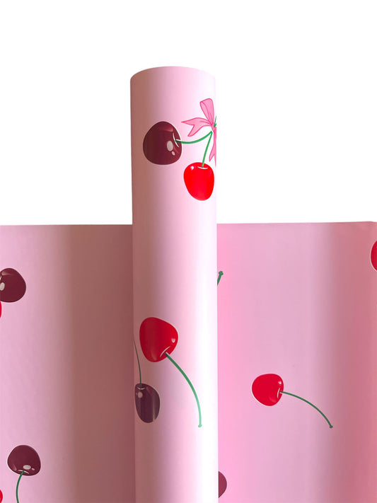 Cherry Flower Wrapping Paper - Pink