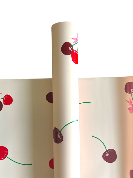Cherry Flower Wrapping Paper - Peach