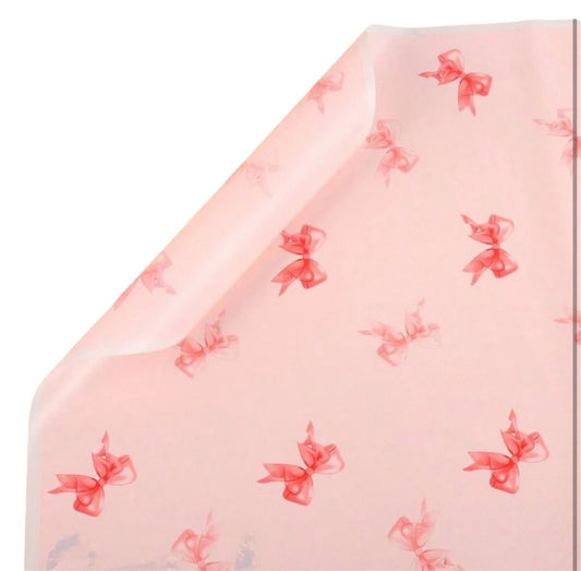 Bow's Flower Wrapping Paper - Pink & White Edges