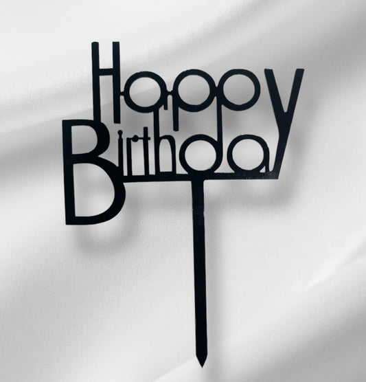 Happy Birthday 1 Topper - Black