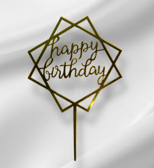 Happy Birthday 4 Topper - Gold