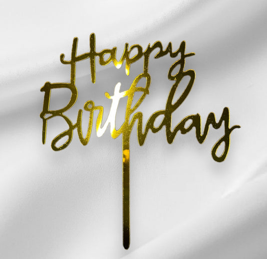 Happy Birthday 5 Topper - Gold