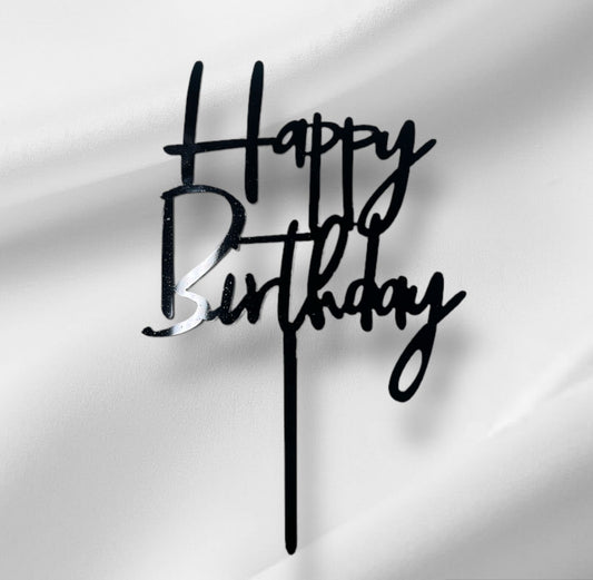 Happy Birthday 6 Topper - Black