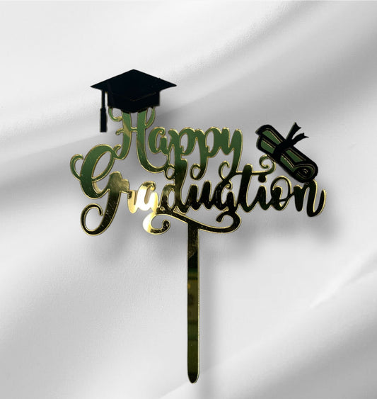 Happy Graduation  Topper - Gold & Black