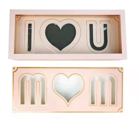 Clear Top I Love You And Mom Box - Pink
