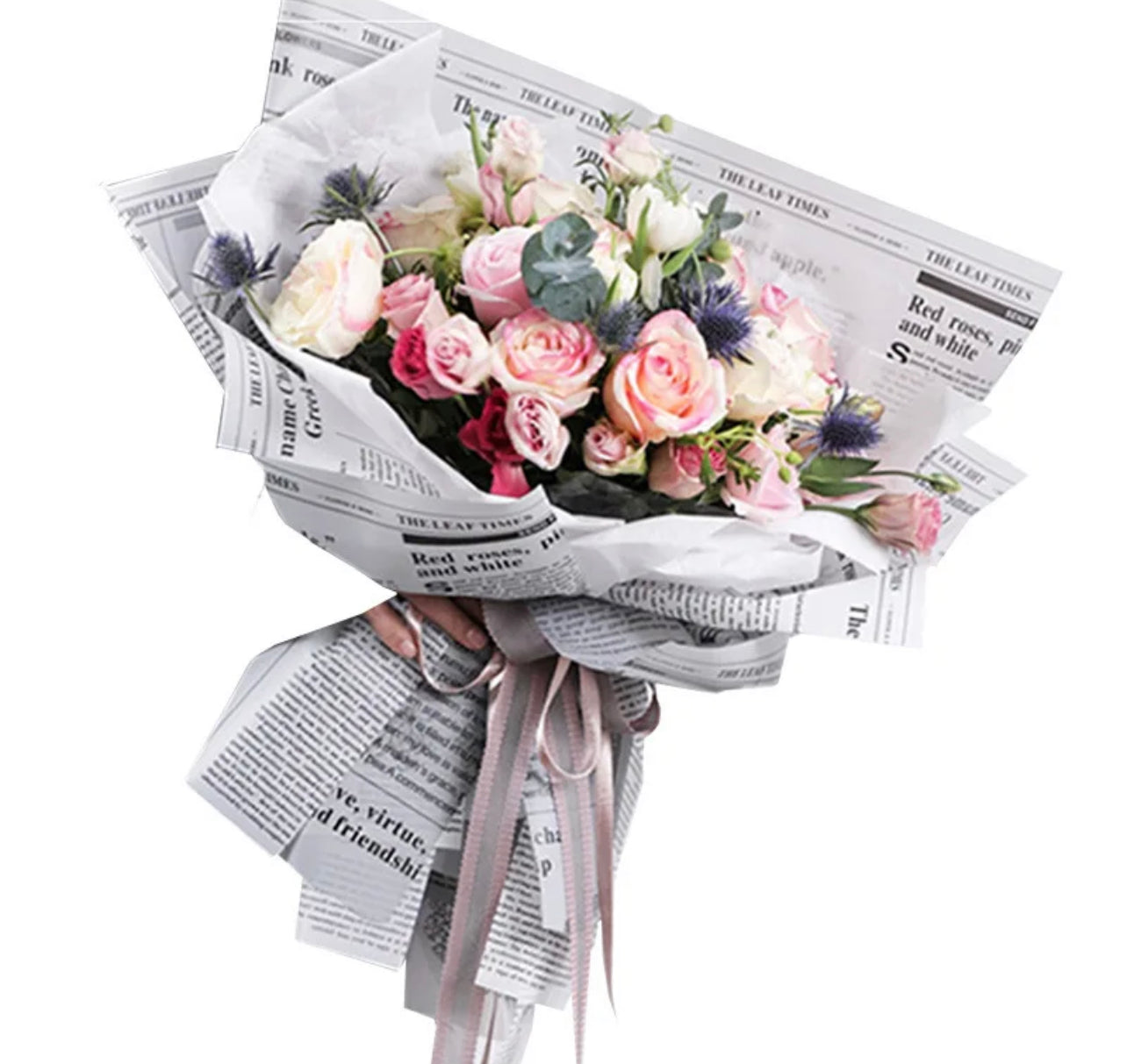 News Paper Flower Flower Wrapping Paper - forever roses store 