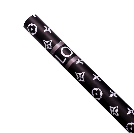 L V love Luxury Brand Flower Wrapping Paper - Black