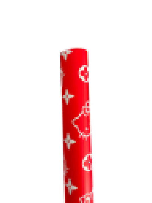 L V Hello Cat Flower Wrapping Paper - Red