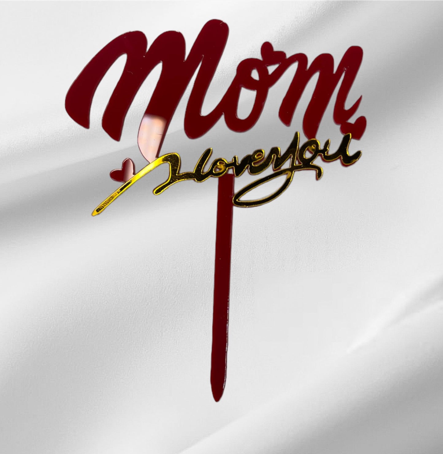 Mom I love You Topper - Red & Gold